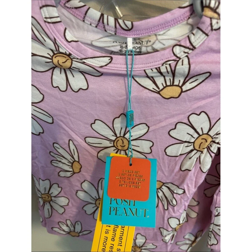 NEW Posh Peanut Daisy bamboo pajama set size 18-24 months
